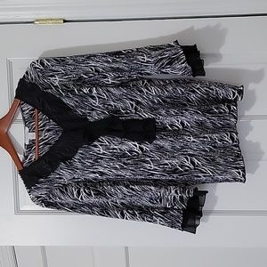 Dress Barn Black & White Ruffle Blouse
